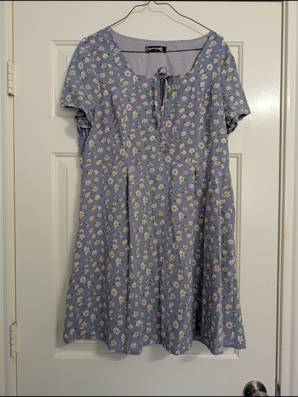 Allegra K Lavender Floral Tie-Front Dress